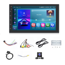 2+64G Android 13 Double Din Som Automotivo com Carplay Sem Fio, Tela Sensível Ao Toque de 7 Polegadas Rádio Automático GPS WiFi Câmera