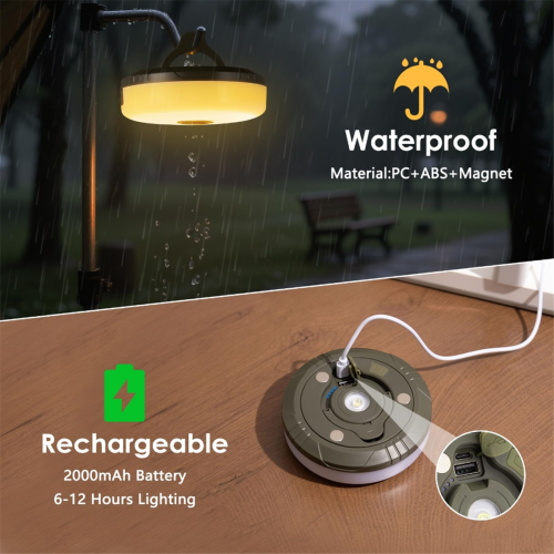 2Pack Camping String Lights, 4-in-1 Quick Storage Camp Light, 8Mode 32.8FT Hanging Tent Rechargeable Lamp 2