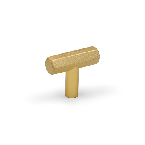 (40mm Pull) Brass Hexagon Cabinet Handle Brushed Gold