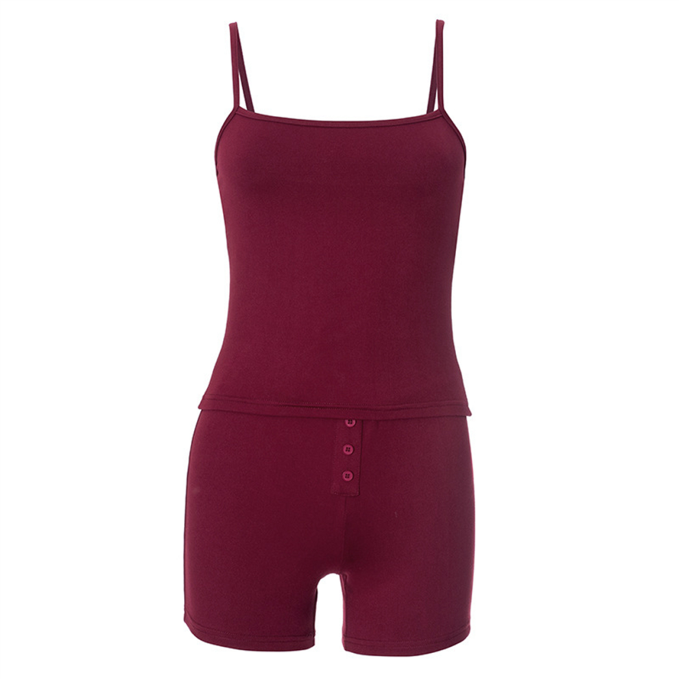 Ensemble 2 pièces pour femme, short, débardeur, rouge vin, taille L