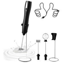 Frother Wand Rechargeable,Electric Handheld Coffee Foam Maker,Stainless Steel Stand