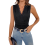 Body feminino de renda transparente, sem mangas, decote em V profundo 3