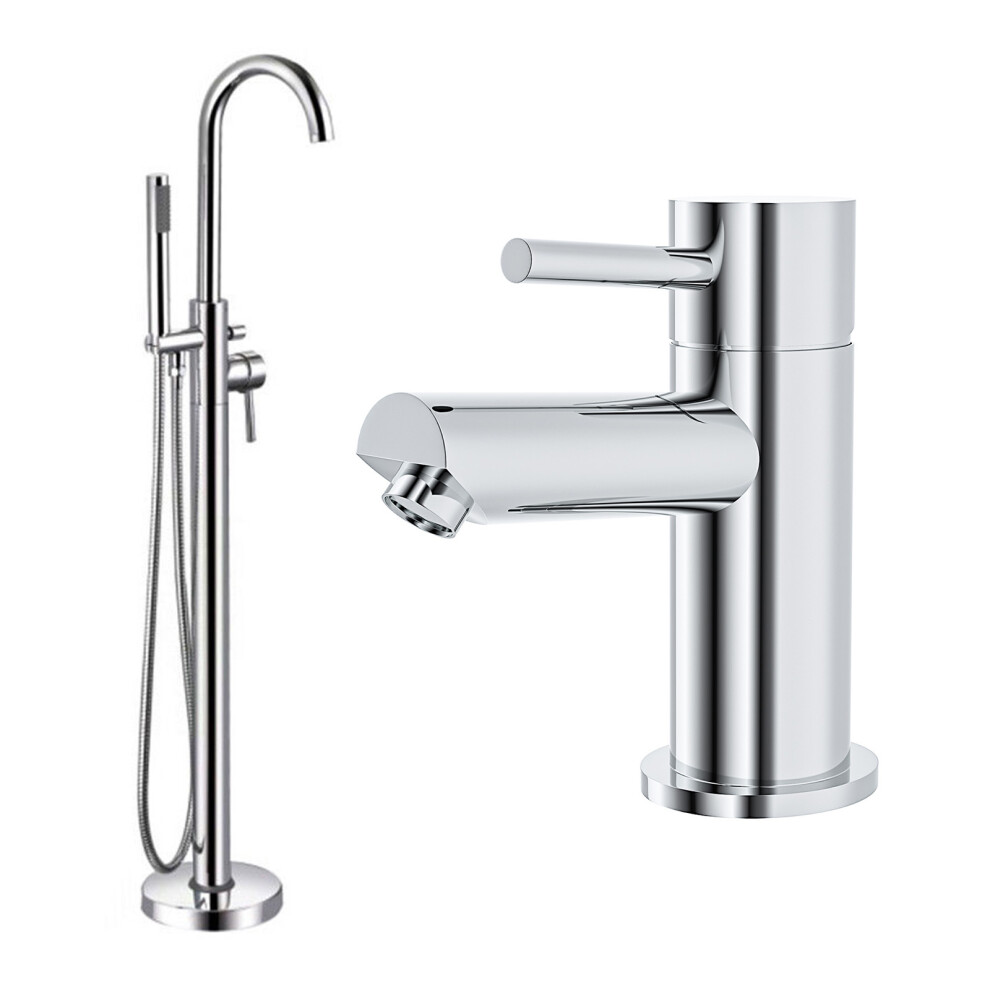 Arena Freestanding Bath Shower Mixer & Basin Mono Tap Chrome