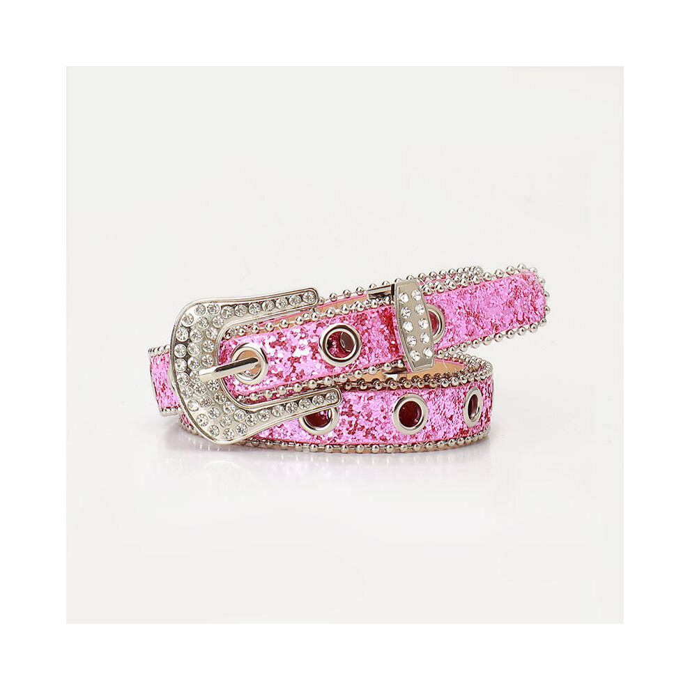 (Rose Red)CinturóN Mujer ImitacióN Cuero Adornos Con Cuentas Hip Hop Calle Moda DecoracióN-image