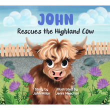 (John) Hoo Moo Personalised Scottish Let's Rescue The Highland Cow Book - Boys Names