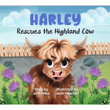 (Harley) Hoo Moo Personalised Scottish Let's Rescue The Highland Cow Book - Boys Names