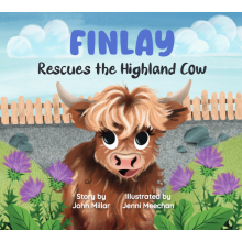 (Finlay) Hoo Moo Personalised Scottish Let's Rescue The Highland Cow Book - Boys Names