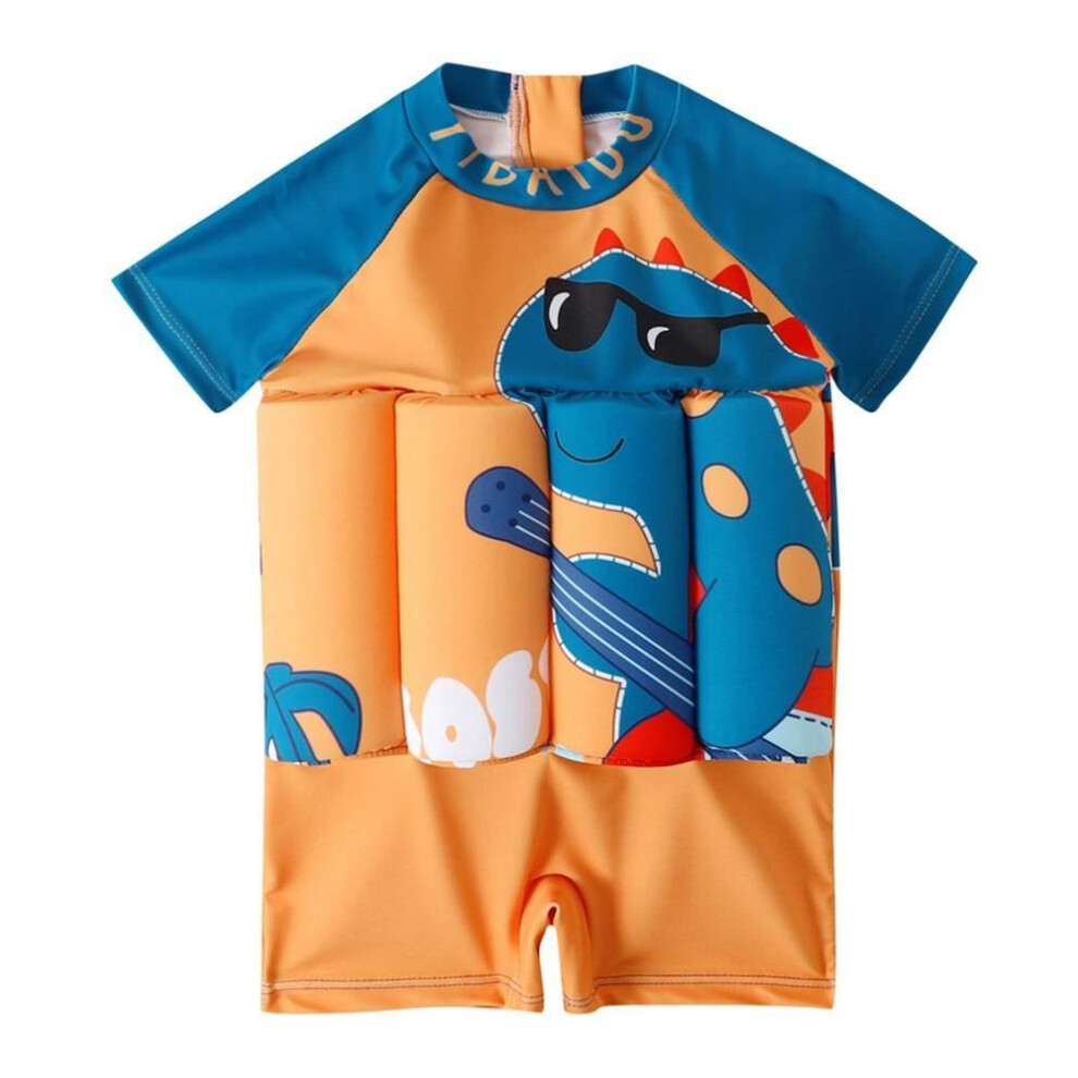 (100) Kids Toddler Boys Floatation Swimsuit Buoyancy Cute Cartoon Float Suit Short Sleeve Rashguard One Piece Swimwear Bathing Suit 2-9t