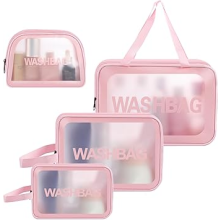 4 Pcs Clear Travel Toiletries Bag for Women, Travel Toiletry Bags Clear Wash Bag