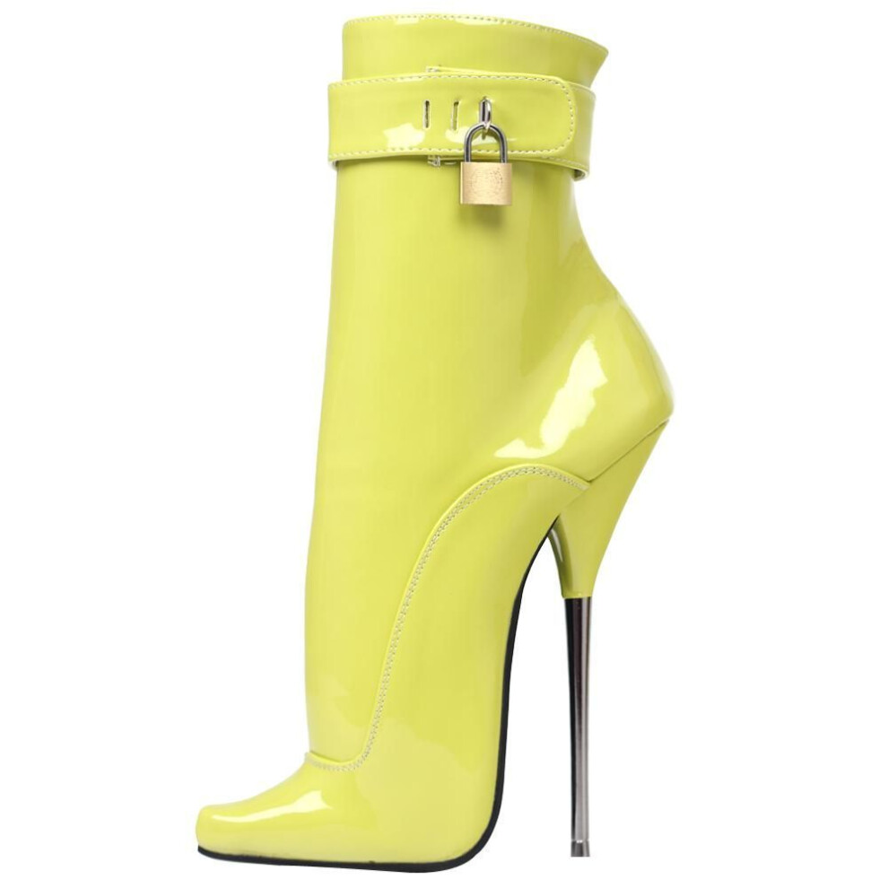 (as the picture, 38) Ankle Boots 7" High Heel Pointed Toe Lockable Straps Sexy Fetish Ballet Boots Unisex