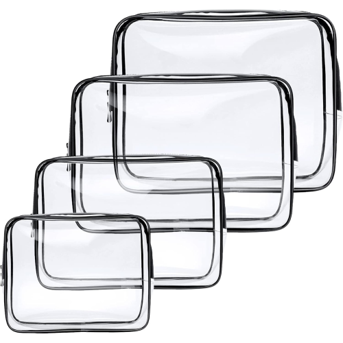 Aucuu 4-Pack Clear TSA Approved Makeup Bags