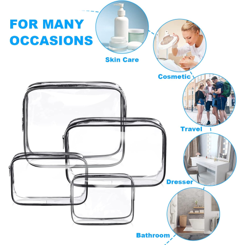 Aucuu 4-Pack Clear TSA Approved Makeup Bags 1