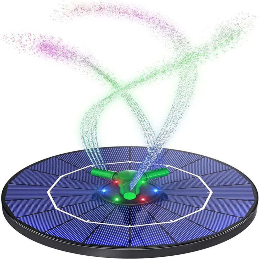 (as the picture, 4W) Colorful Led Solar Fountain With Rotating Nozzle High Power Water Pump With Battery Backup For Pond