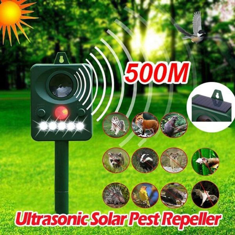 Ultrasonic Solar Pest Repeller With Ultrasonic Sound Motion Sensor And Flashing Light Keep Animals Away Repellent Squirrels Mouse Bird Cat Dog Bat