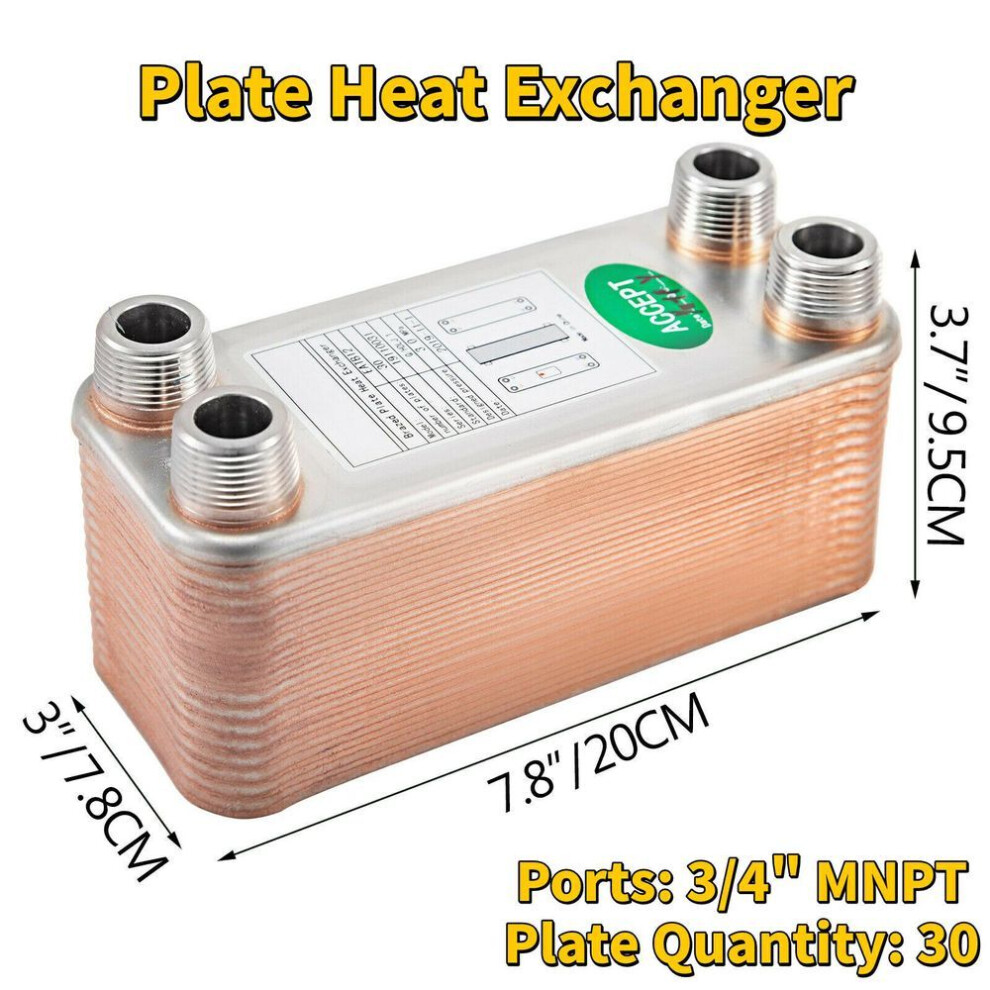 (as the picture, 30 Plates) 30 40 60 Plates Heat Exchanger Wort Chiller Stainless Steel Homebrew Brewing Beer Cooler Counterflow Chiller Water Heating