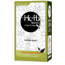 Herb Speedy PPD-Free Ammonia-Free Hair Dye - Natural Black, 20-Minute Color Cream, Gentle on Sensitive Scalps, UV Protection, Long-Lasting Color