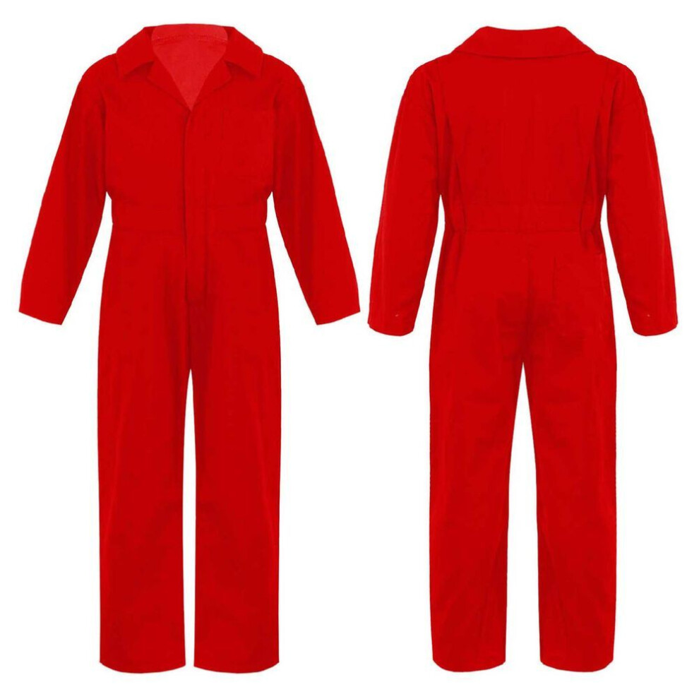 (red, 5-6 Years) Kids Boys Fashion Mechanic Coveralls Long Sleeve Zipper Front Jumpsuit Cosplay Costume Playsuit