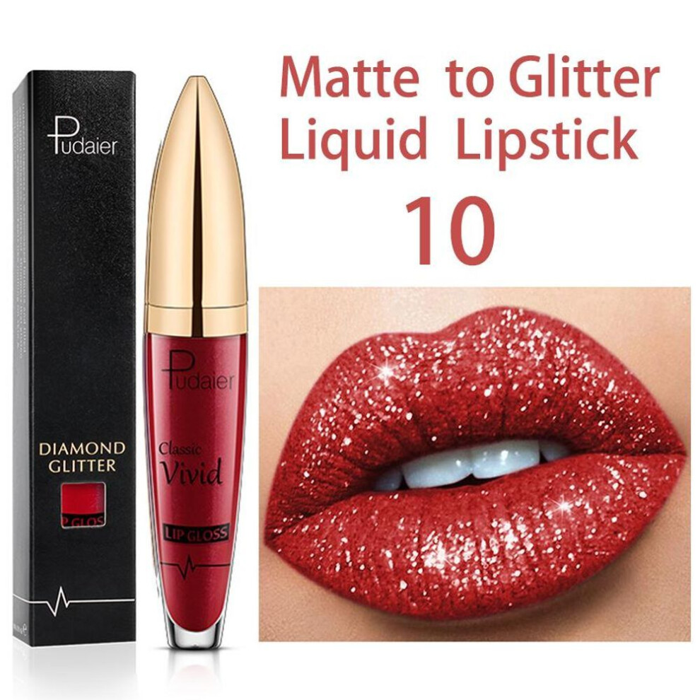 (as the picture, 10) 18 Colors Shiny Lip Gloss For Women Long Lasting Matte Glitter Liquid Lipstick Diamond Shiny Lip Gloss Waterproof Lip Makeup