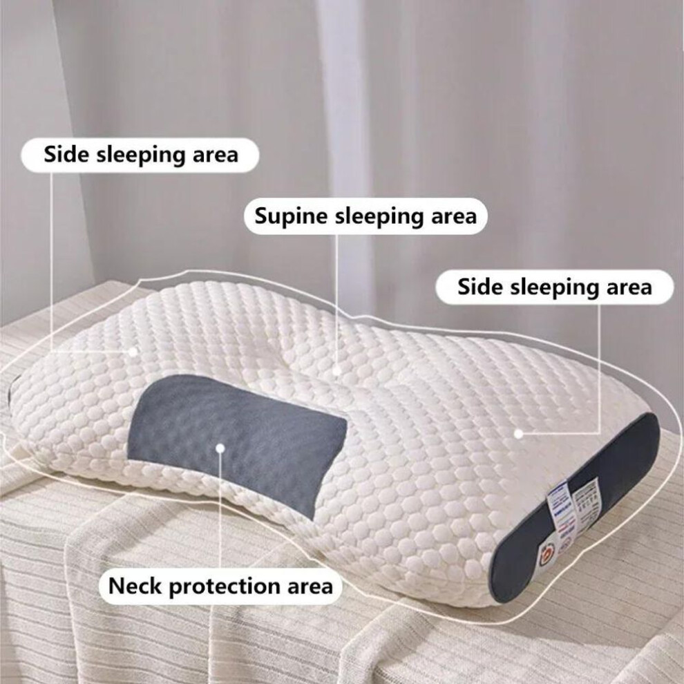 (as the picture, 6.5cm) 3D Neck Pillow Orthopedic To Help Sleep And Protect The Neck High Elastic Soft Porosity Washable Pillows Bedding For Hotel Home