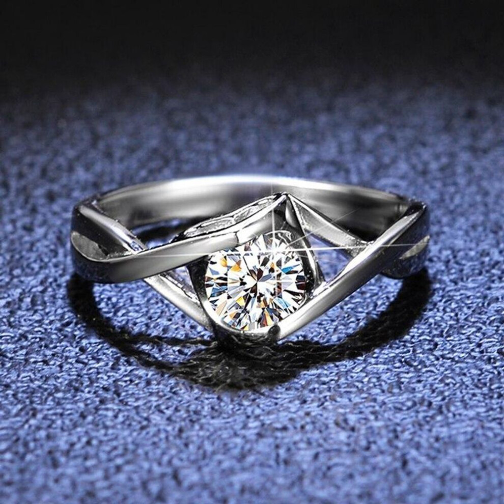 (as the picture, 9) Pt950 Platinum Ring Double Heart Clip 1 Carat Diamond Moissanite Ring Bride Wedding Jewelry Gift Accessories For Women