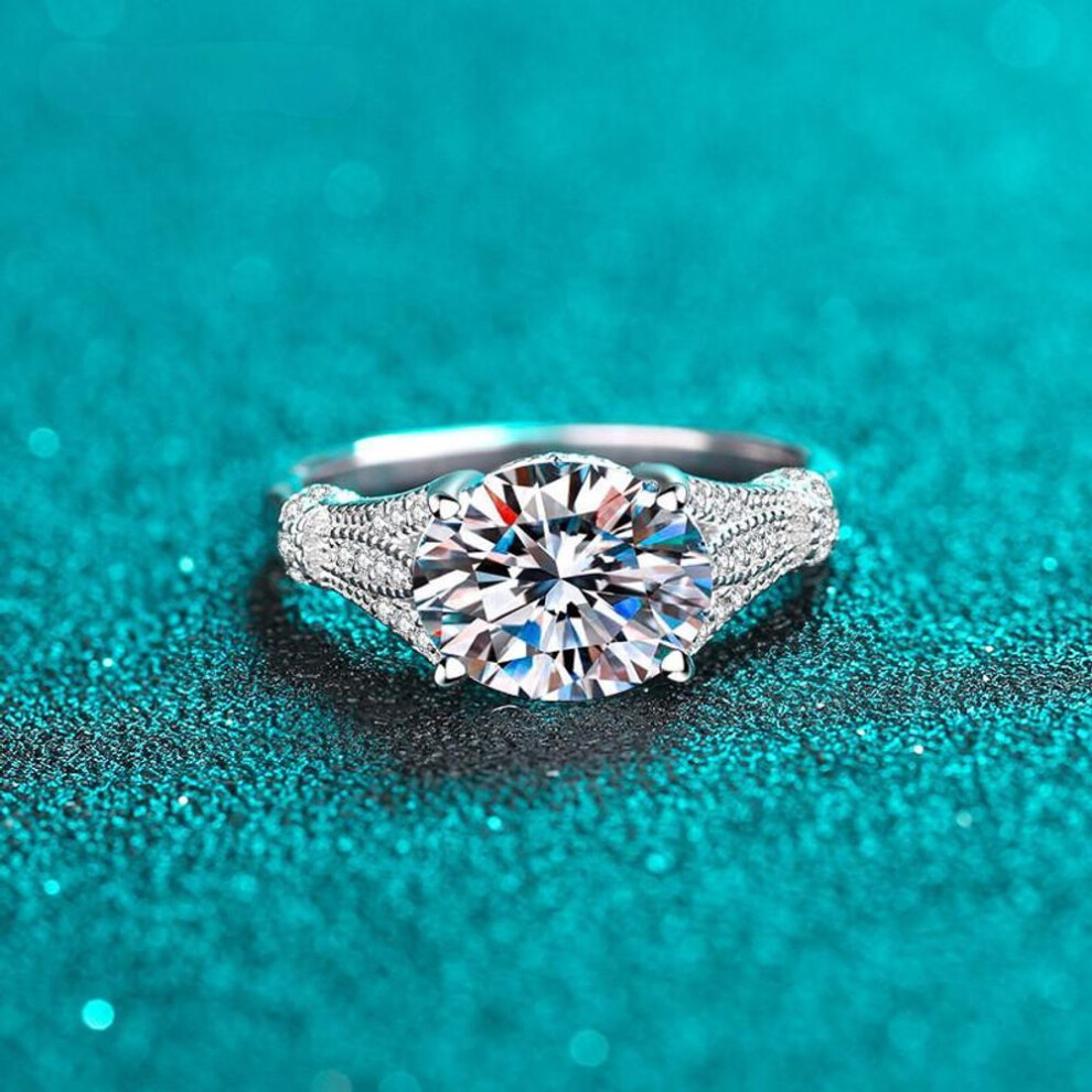 (as the picture, 6.5) 100% Real Oval Moissanite 3 Ct Ring Pass The Diamond Test 925 Sterling Silver Wedding Rings For Women Gra Jewelry