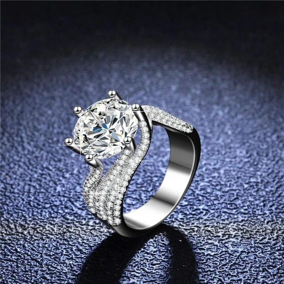 (as the picture, 6.5) 5.0 Carat Luxury Moissanite D Color S925 Silver 18k White Gold Rings For Engagement Wedding Woman Jewelry Ring