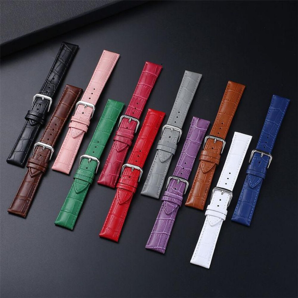 (blue, 14mm) Leather Watch Band Watch Strap- Genuine Leather, Multicolor, Soft, For Women & Men 24mm 23mm 22mm 21mm 20mm 19mm 18mm 17mm 16mm 15mm 14mm 13mm 12m
