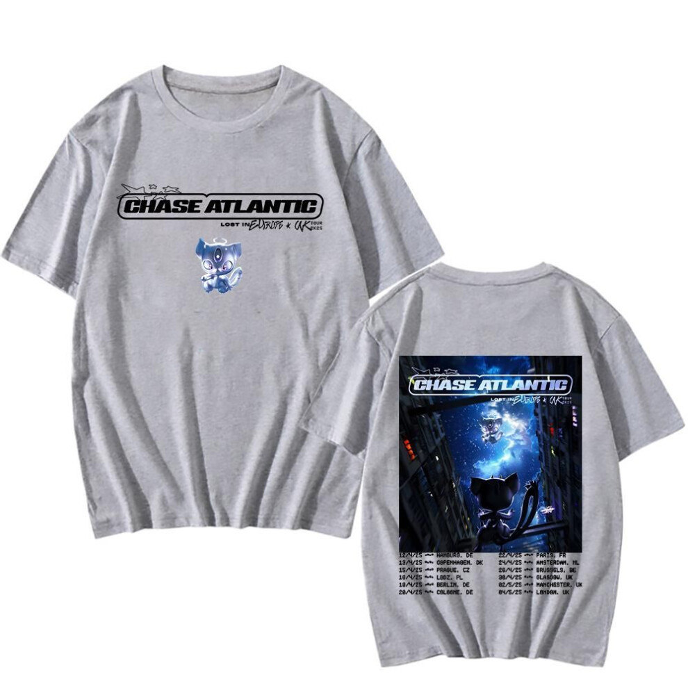 (XXL, gray) Chase Atlantic Lost In Europe And Uk Tour T-shirts New Cotton Tees High Quality Short Sleeve Tops Women Men Oversized Tshirts
