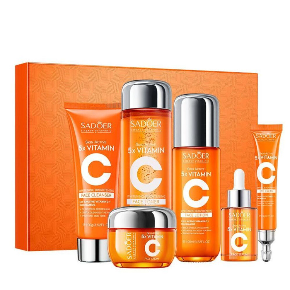 Five-fold Vitamin C Skin Care Anti-aging Anti-wrinkle Luxury Set Whitening And Brightening Skin Care Six-piece Gift Box Facial Treatment