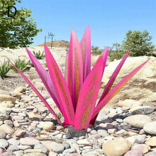 (pink) Large Tequila Rustic Sculpture Rustic Metal Plants For Outdoor Patio Yard Home Decor Hand Painted Agave Garden Statue Lawn Ornament Stake, 27cm
