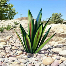 (green) Large Tequila Rustic Sculpture Rustic Metal Plants For Outdoor Patio Yard Home Decor Hand Painted Agave Garden Statue Lawn Ornament Stake, 27cm