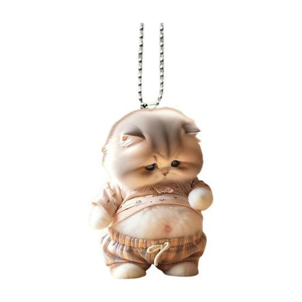 Pot-bellied Cat Acrylic Hanging Decoration Home Indoor Christmas Tree Car Rearview Mirror 2d Flat Big Belly Kitten Hanging Ornament Cartoon