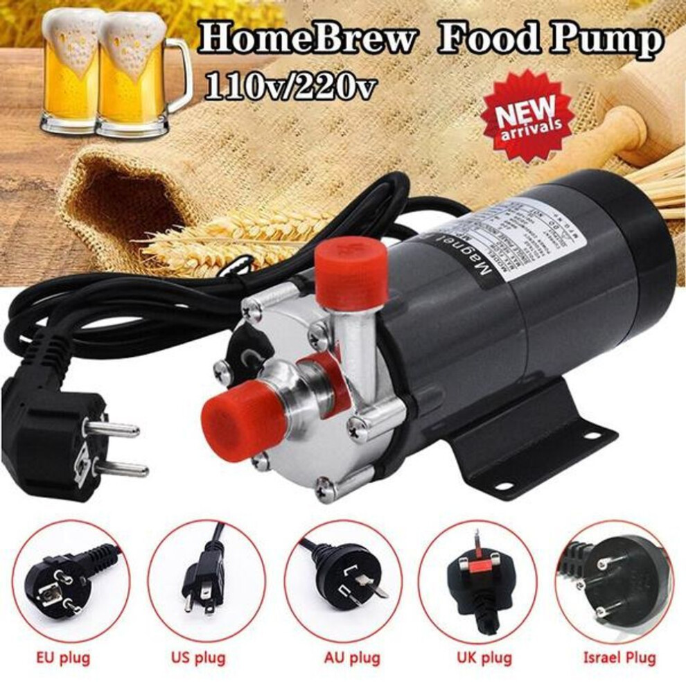 (as the picture, AU Plug-220V 15RM) Beer Home Brewing Pump Stainless Steel Magnetic Pump Homebrew Food Grade High Temperature Resisting Electric Drive Pump