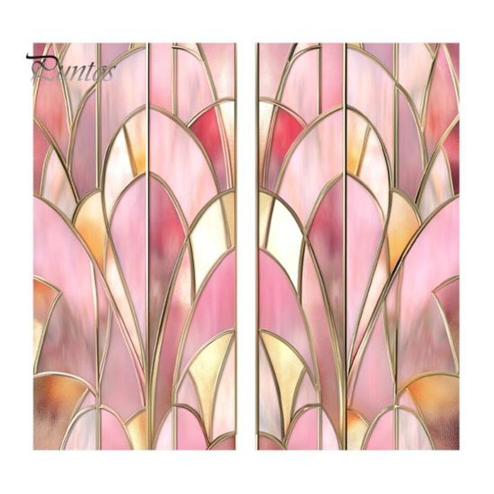 (as the picture, H) Stained Glass Static Window Film Privacy Protection Sun Blocking Glass Cling Waterproof Pvc Home Office Bathroom Window Covering Film
