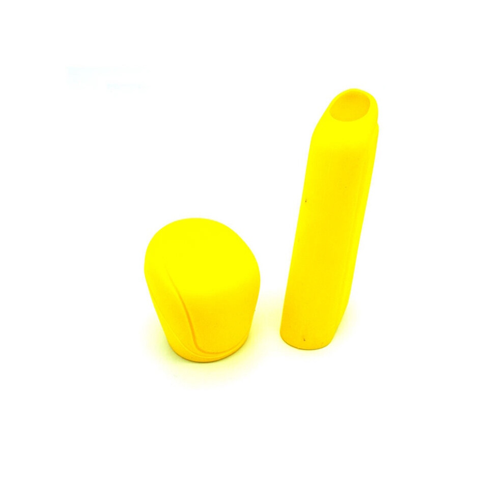 (Yellow) Silicone 2pcs Car Gear Head Shift Knob Handbrake Cover Non Slip Grip Case Handle-image-OPC-PHDR9WG-NEW
