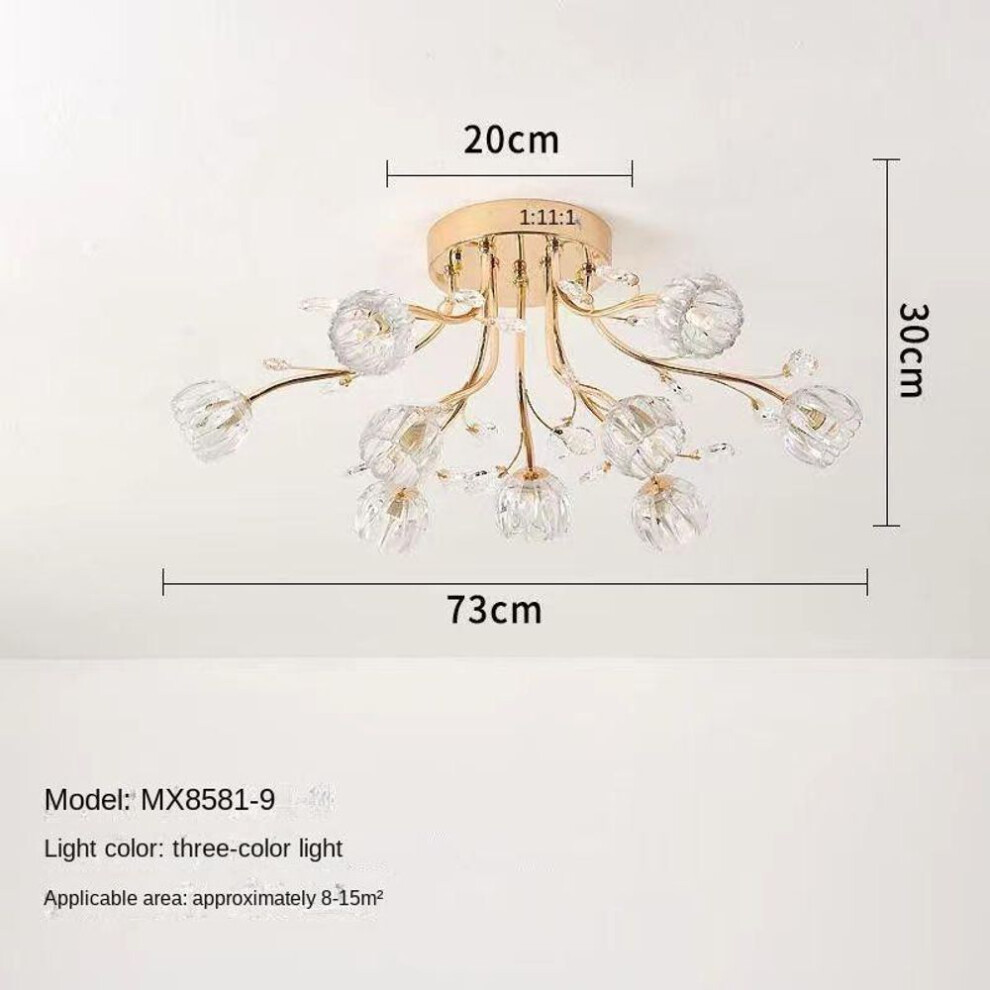 (as the picture, 9 head lights) Modern Crystal Ceiling Lights Led Corridor Lighting Ceiling Lamp For Living Room Kitchen Gold Bed Room Light Lampara Led Techo
