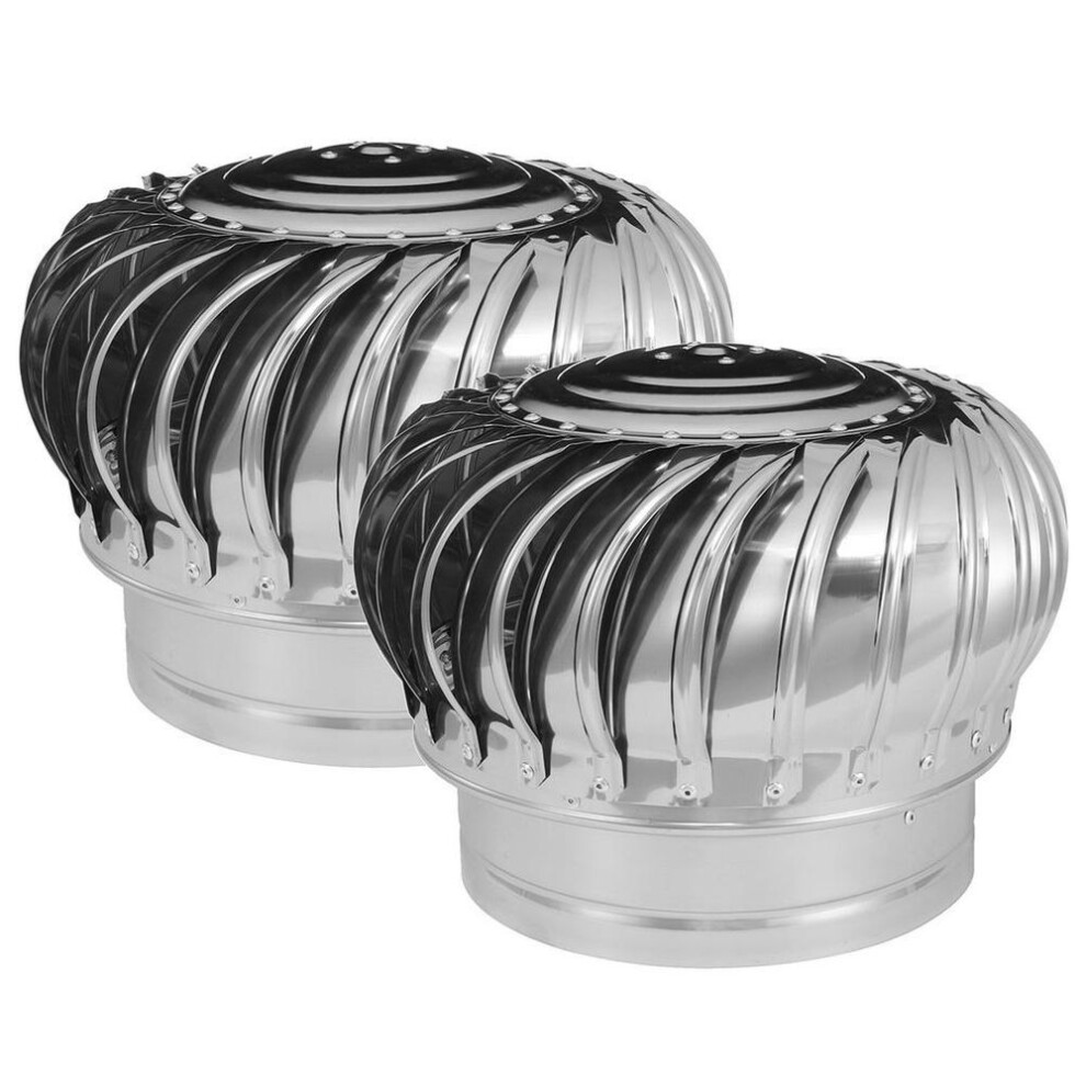 (as the picture, 300mm) Stainless Steel Rotating Chimney Cowl Cap Spinner Anti-downdraught 300/400 Mm Pipefit Roof Ventilating Fan Without Power Silent