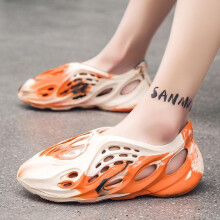 (beige, 39) Summer Camouflage Hole Shoes Men Couple Outdoor Roman Sandals Men Beach Shoes