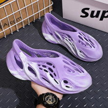 (purple, 40) Summer Camouflage Hole Shoes Men Couple Outdoor Roman Sandals Men Beach Shoes