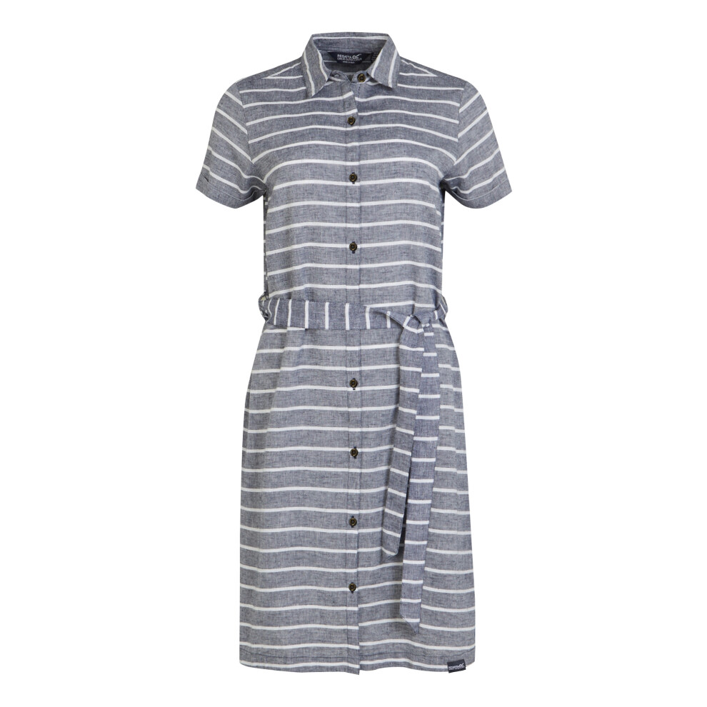 (18 UK, Navy/White) Regatta Womens/Ladies Rema Striped Shirt Dress