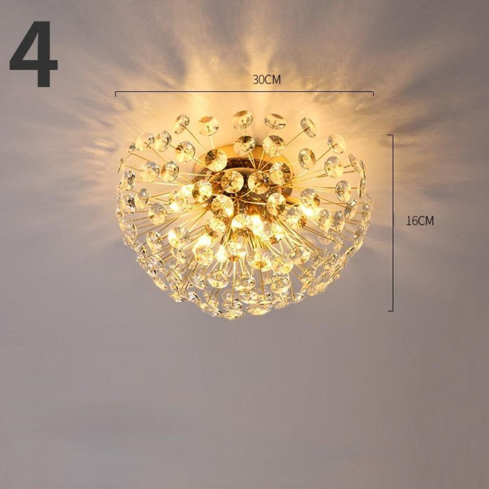 (as the picture, Diameter-4 headlight) Modern Crystal Ceiling Lamp Bedroom Study Dining Room Dandelion Designer Net Lamps