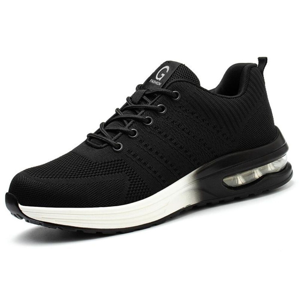 (white, 45) Air Cushion Work Shoes Steel Toe Safety Shoes Man Work Safety Shoes Puncture-proof Working Sneakers Lightweight Construction Shoes