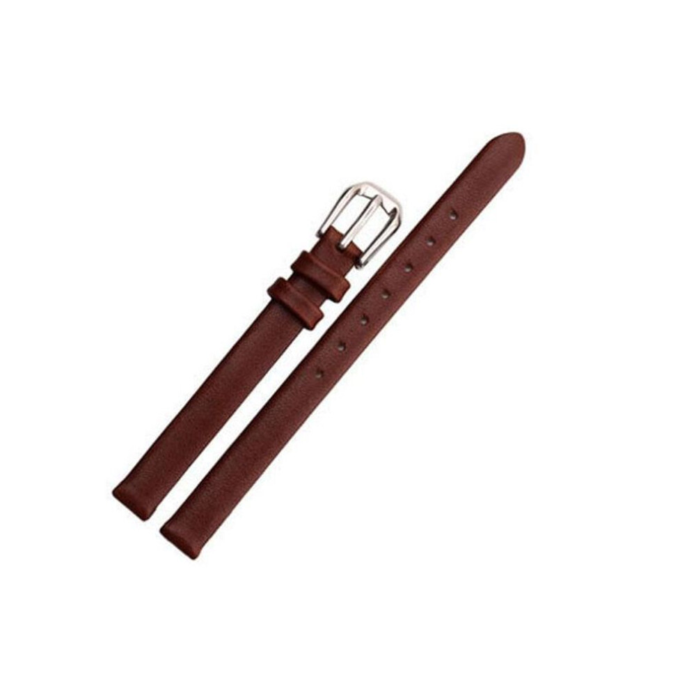 (brown, 14mm) Thin Wrist Belt With Pin Buckle Women Watch Band Genuine Leather Bracelet Strap