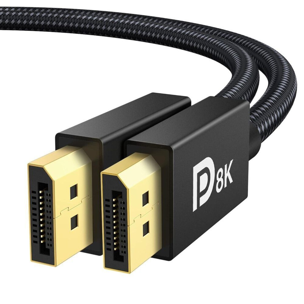 (2m) 8k Displayport Cable Vesa Certified 8k Dp Cable (8k@60hz 4k@144hz, 2k@240hz)hbr3 Support 32.4gbps Braided Display Cable For Gaming Monitor Graphics Pc