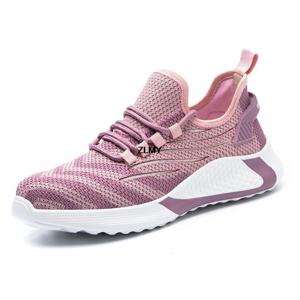 (as the picture, 36) Fashion Safety Shoes Women Steel Toe Sneakers Breathable Lightweight Work Boots Anti-smash Anti-puncture Woman Safety Work Shoes Female