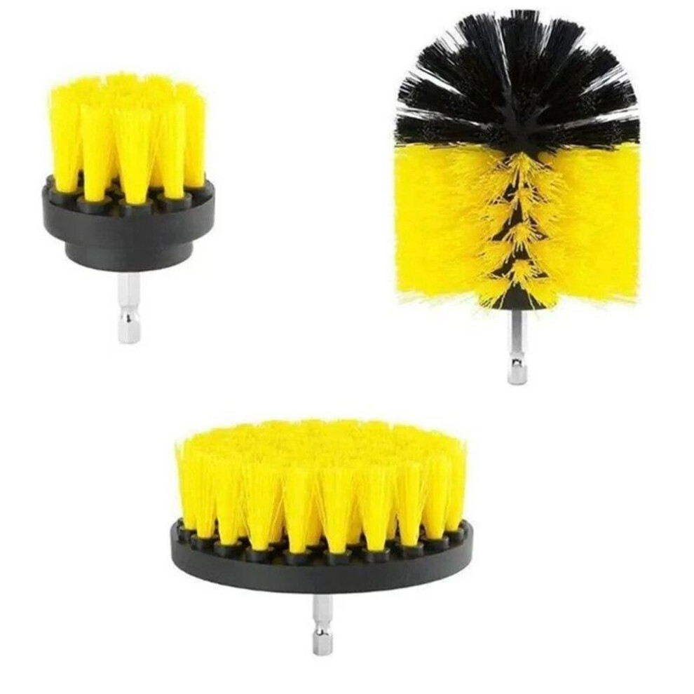 3pcs Electric Drill-brush Kit Power Scrubber Brush For Carpet Bathroom Surface Tub Furniture Shower Tile Tires Cleaning Tool