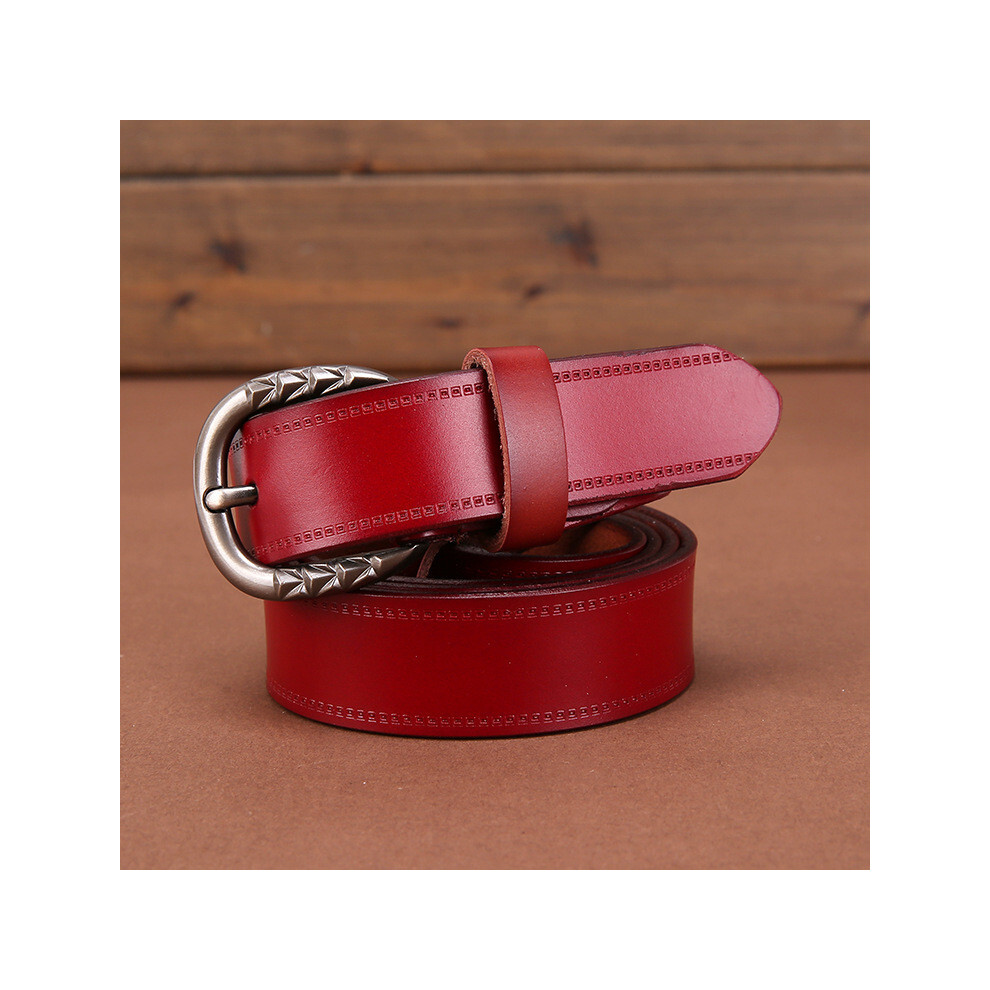 (Red, 120cm) Genuine Leather Womens Waist Belt With Trendy Metal Clasp Fashion Everyday For-image-OPC-PHDRG8V-NEW