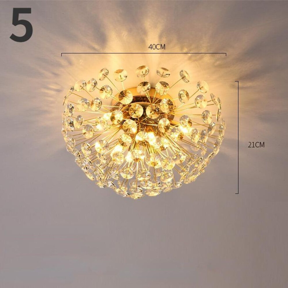 (as the picture, Diameter-5 headlight) Modern Crystal Ceiling Lamp Bedroom Study Dining Room Dandelion Designer Net Lamps