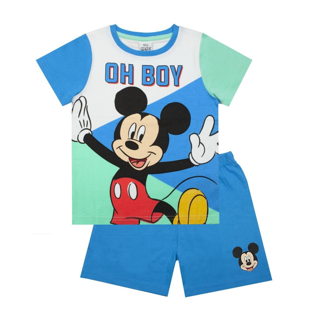 (4-5 Years, Blue/White/Light Green) Disney Boys Mickey Mouse Short Pyjama Set