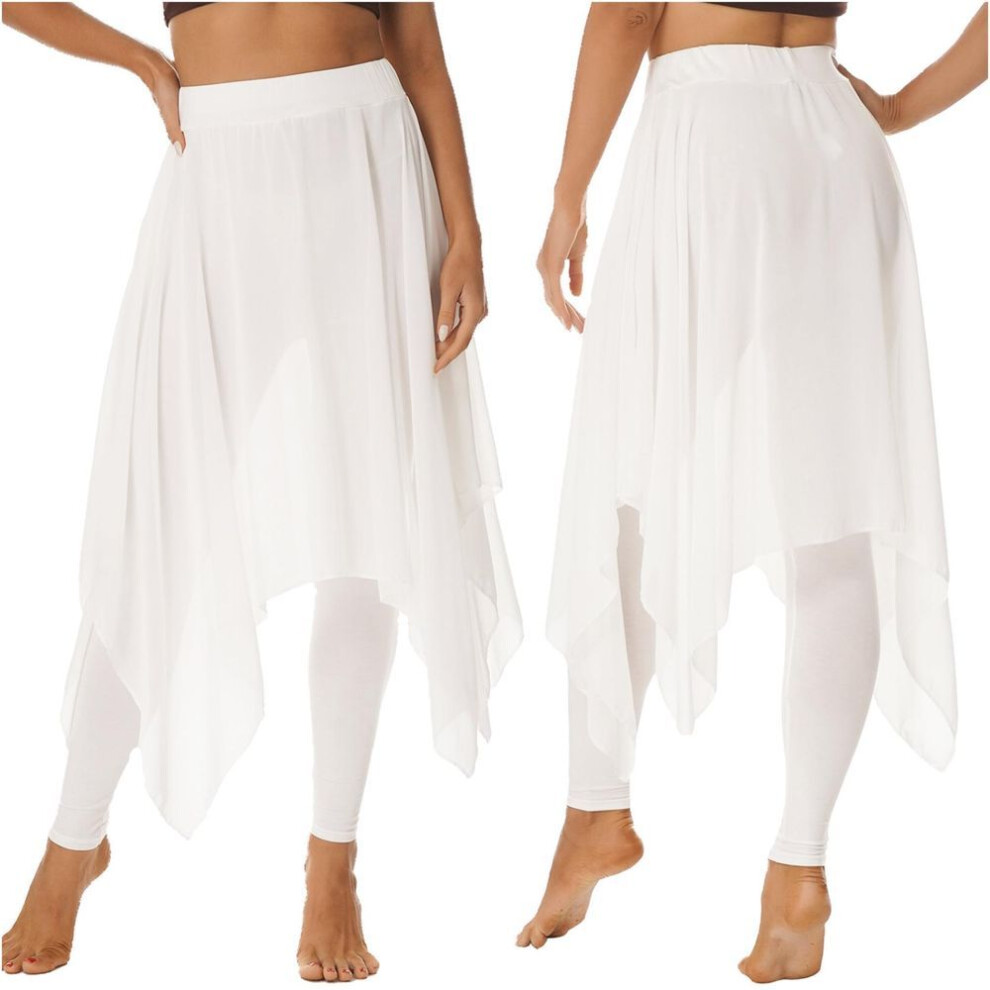 (white, L) Women's Dance Skirt Asymmetric Chiffon Lyrical Dance Costumes Leggings Skirts Pantskirt Stage Costume Ballet Dance Training